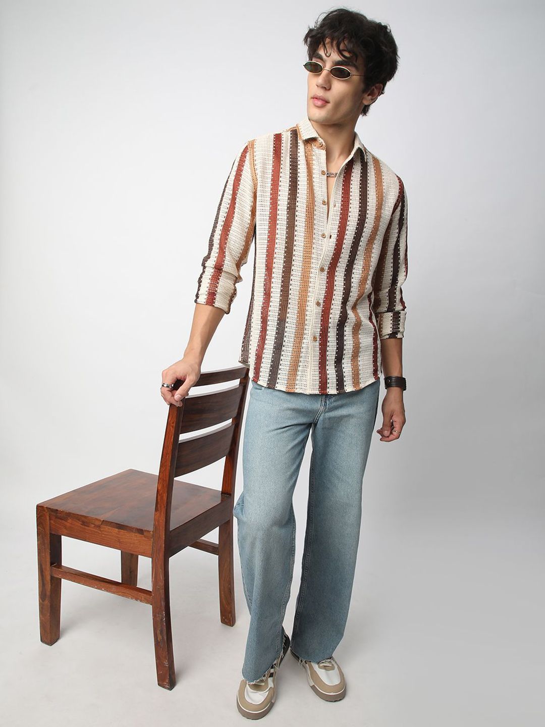 VASTRADO Men Classic Slim Fit Multi Stripes Opaque Striped Casual Shirt