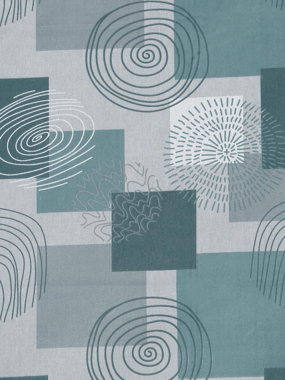 KLOTTHE Green Geometric Cotton Single Bedsheets