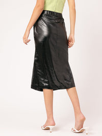 DressBerry Formal Fusion Faux Leather Coating Midi Straight Skirt