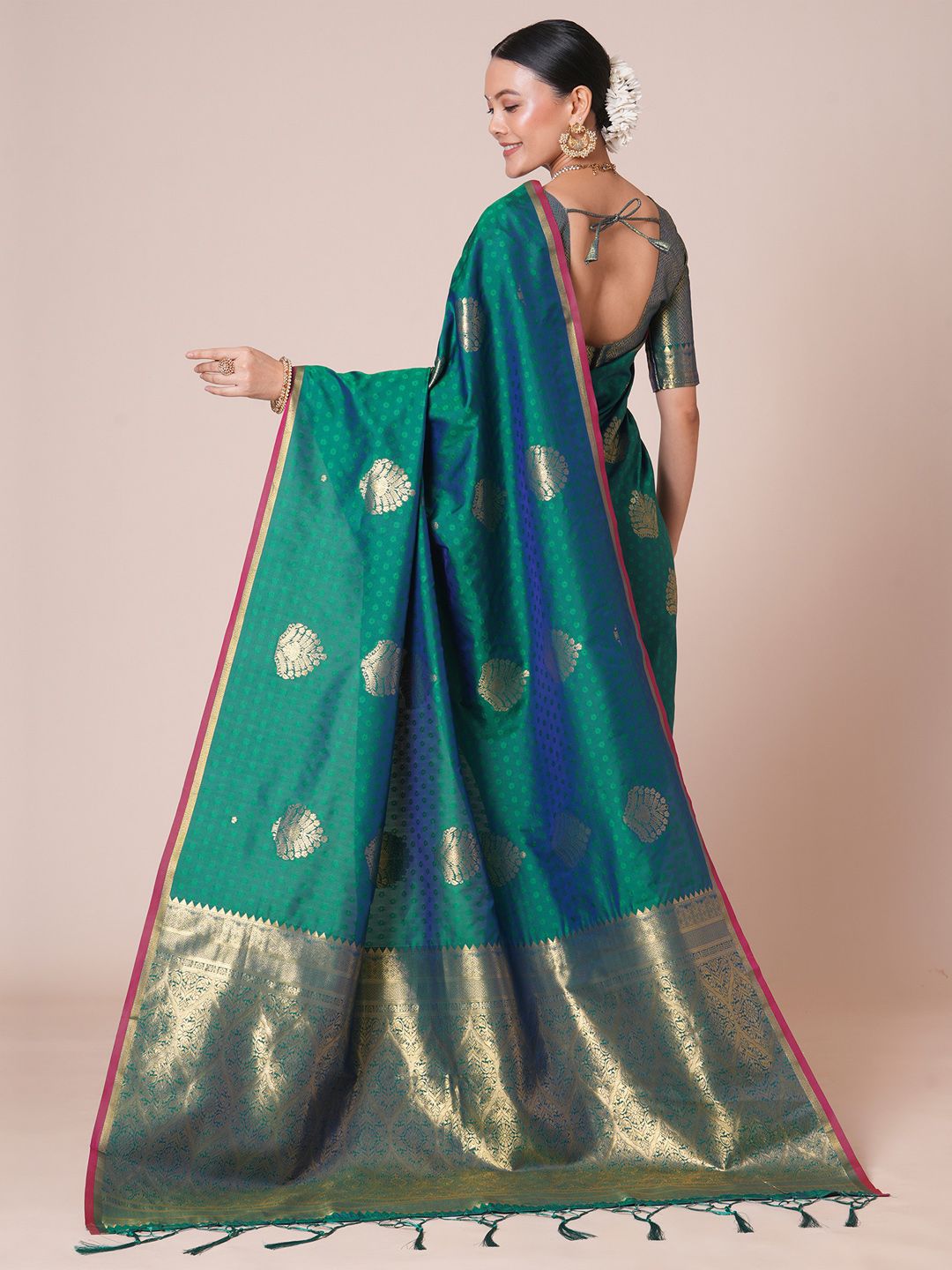 House of Pataudi Ethnic Motifs Woven Design Banarasi Saree