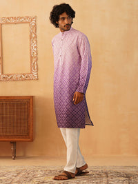 Jompers Floral Printed Sequinned Mandarin Collar Kurta With Trousers