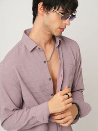 VASTRADO Men Classic Cutaway Collar Textured Slim Fit Casual Shirt