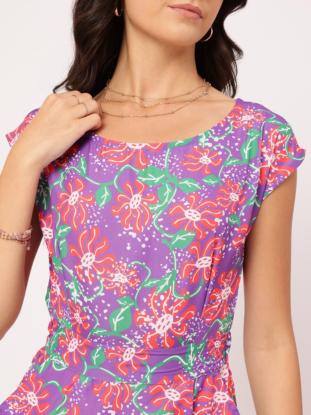 DressBerry Floral Frenzy Cinched Waist Floral Sheath Dress