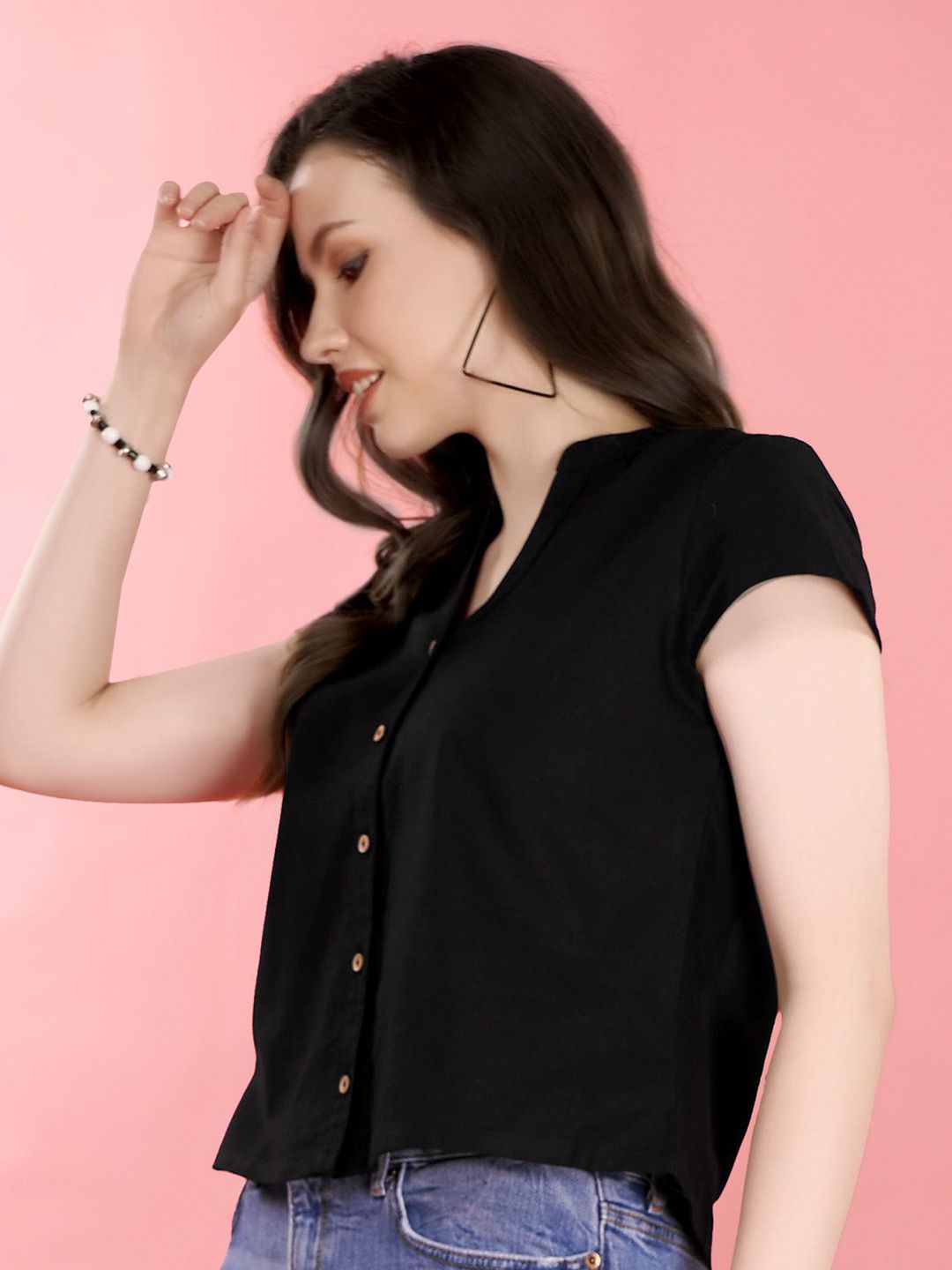 Anouk V-Neck Cotton Crop Top