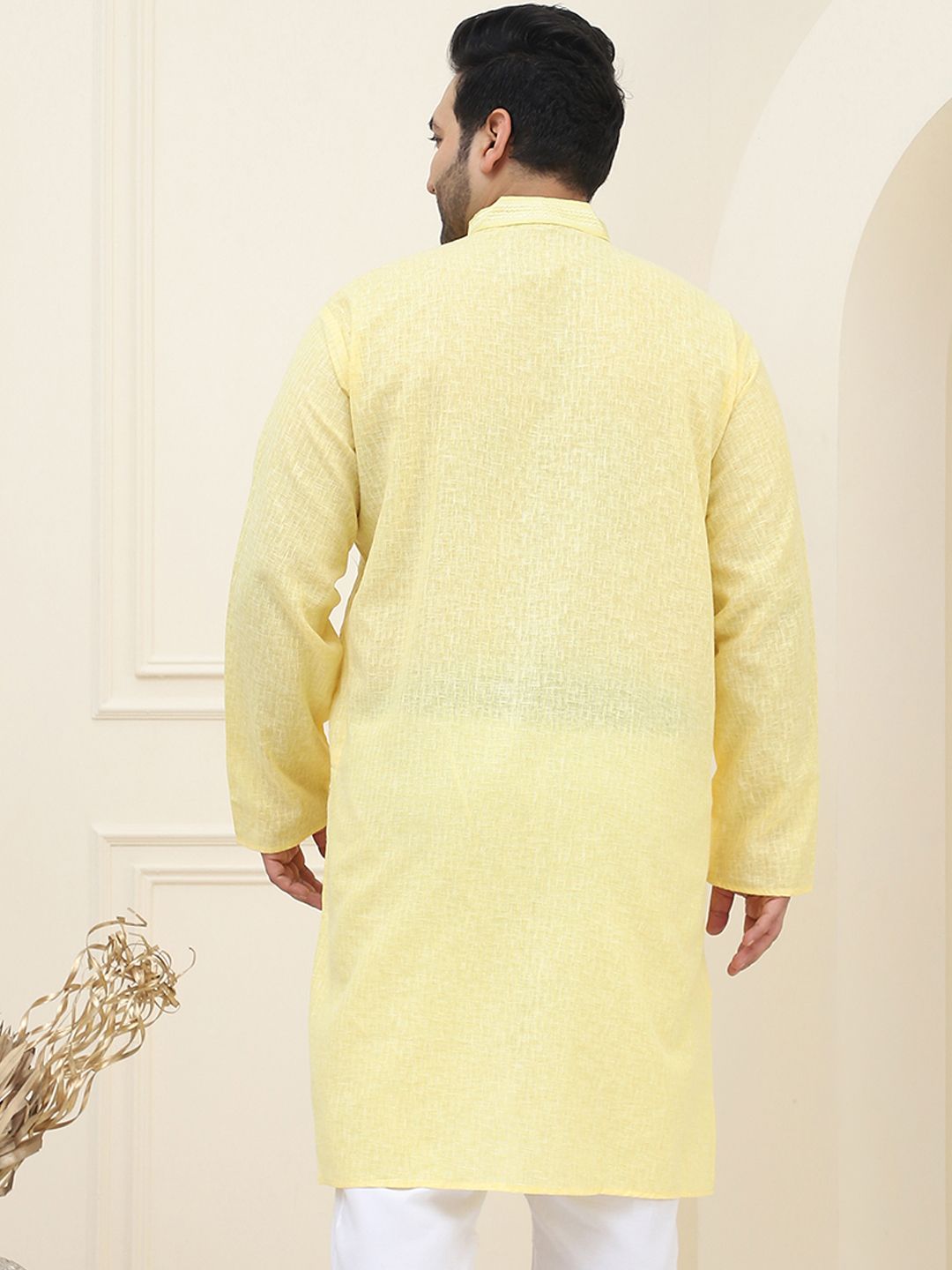 SOJANYA PLUS Mandarin Collar Neck Long Sleeves Pure Cotton Straight Kurta