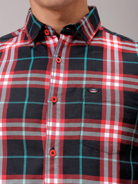 The Indian Garage Co Men Cutaway Collar Checked Cotton Slim Fit Casual Shirt