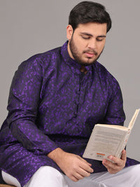 SOJANYA PLUS Plus Size Lelaki Rekaan Tenun Geometrik Kurta Lurus Dengan Piyama
