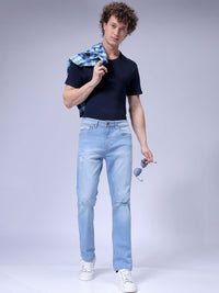 The Indian Garage Co Men Straight Fit Heavy Fade Stretchable Jeans