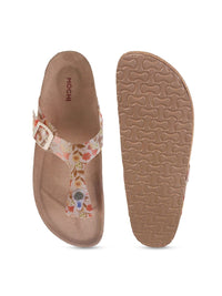Mochi Women Printed Open Toe Flats with Buckles