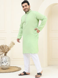SOJANYA PLUS Woven Design Mandarin Collar Pure Cotton Straight Kurta with Pyjamas