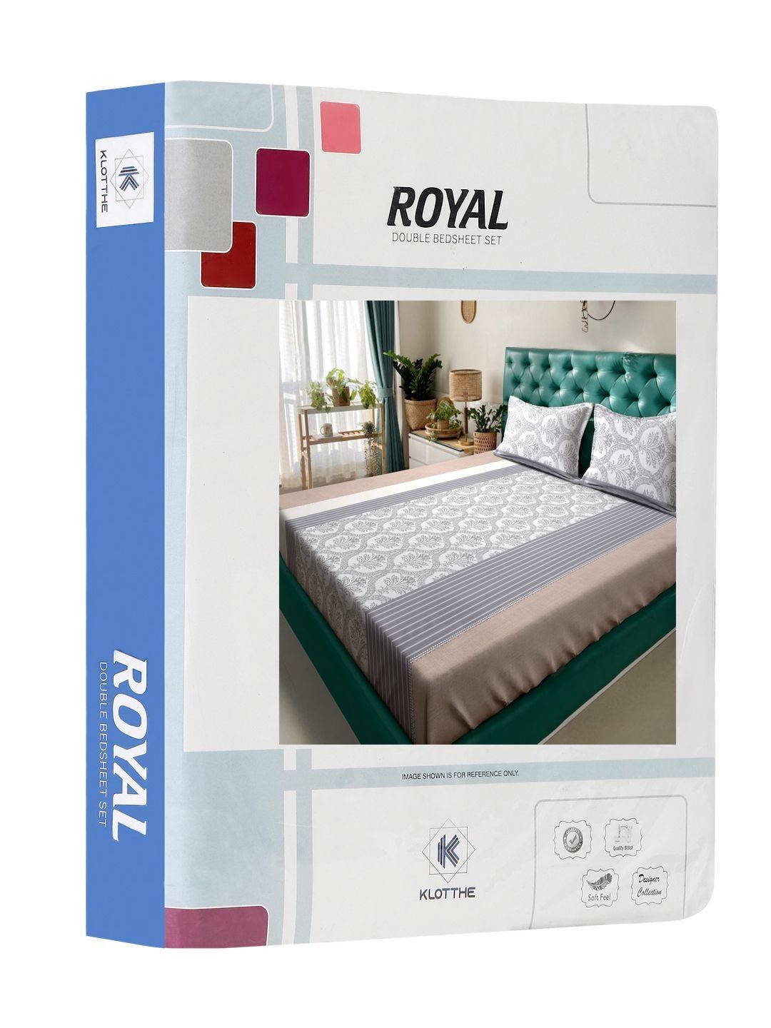 Buku KLOTTHE Lipat Kapas Bunga Putih Feel Lembut 300 TC Cadar King Halus dengan 2 Sarung Bantal-98 x 89 inci