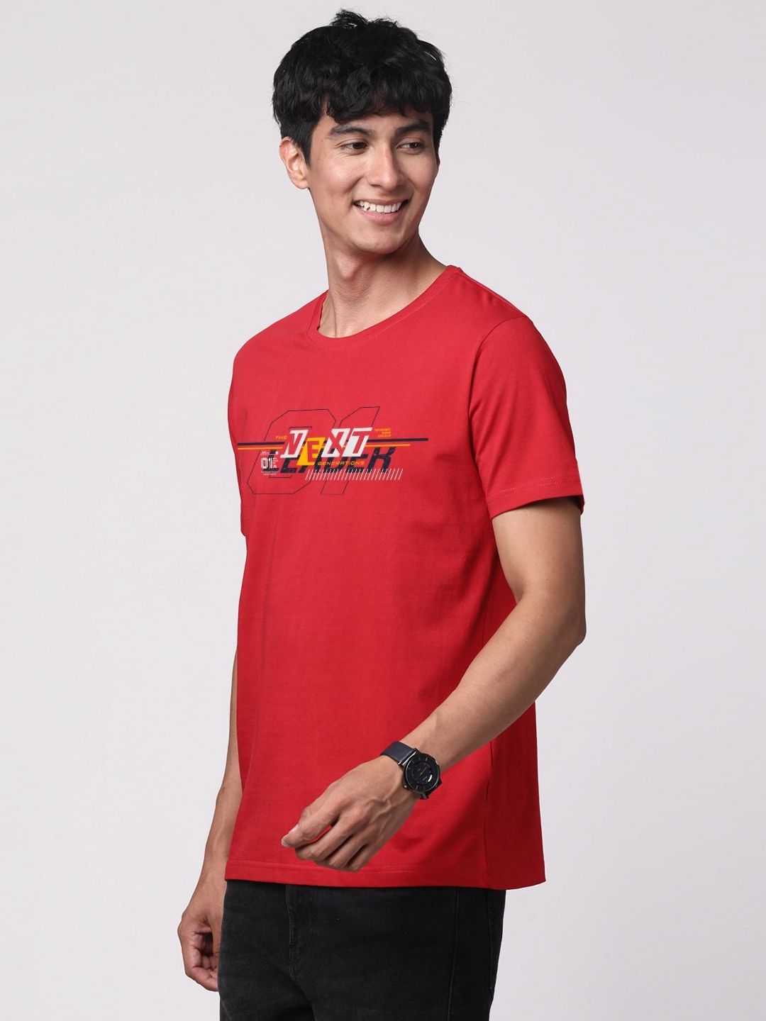 ADRO Men Graphic Printed Round Neck Cotton T-shirt
