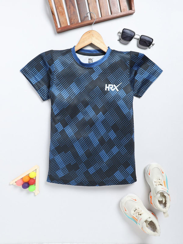 HRX by Hrithik Roshan Boys Checked Geometric T-shirt