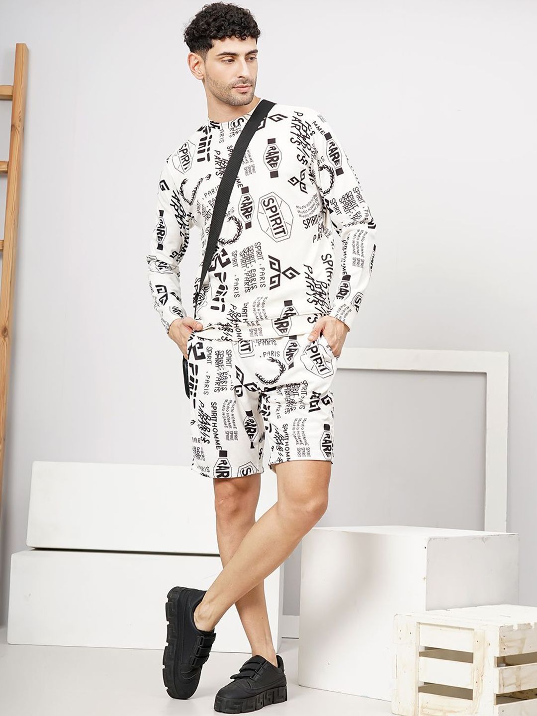 The Indian Garage Co Typography Printed Long Sleeve Sweatshirt & Shorts