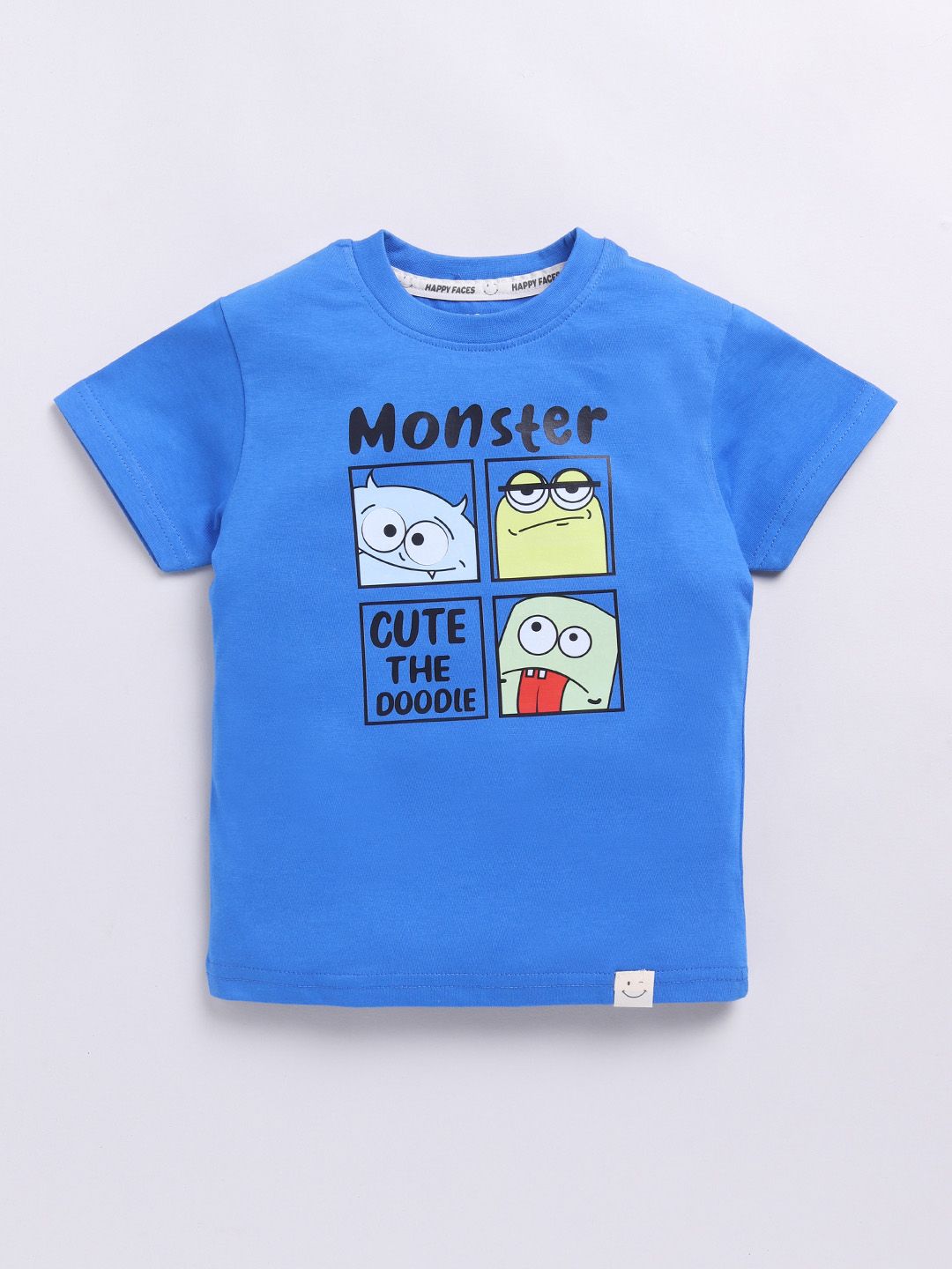 Happy Faces Boys Pure Cotton Typography & Graphic Printed T-shirt