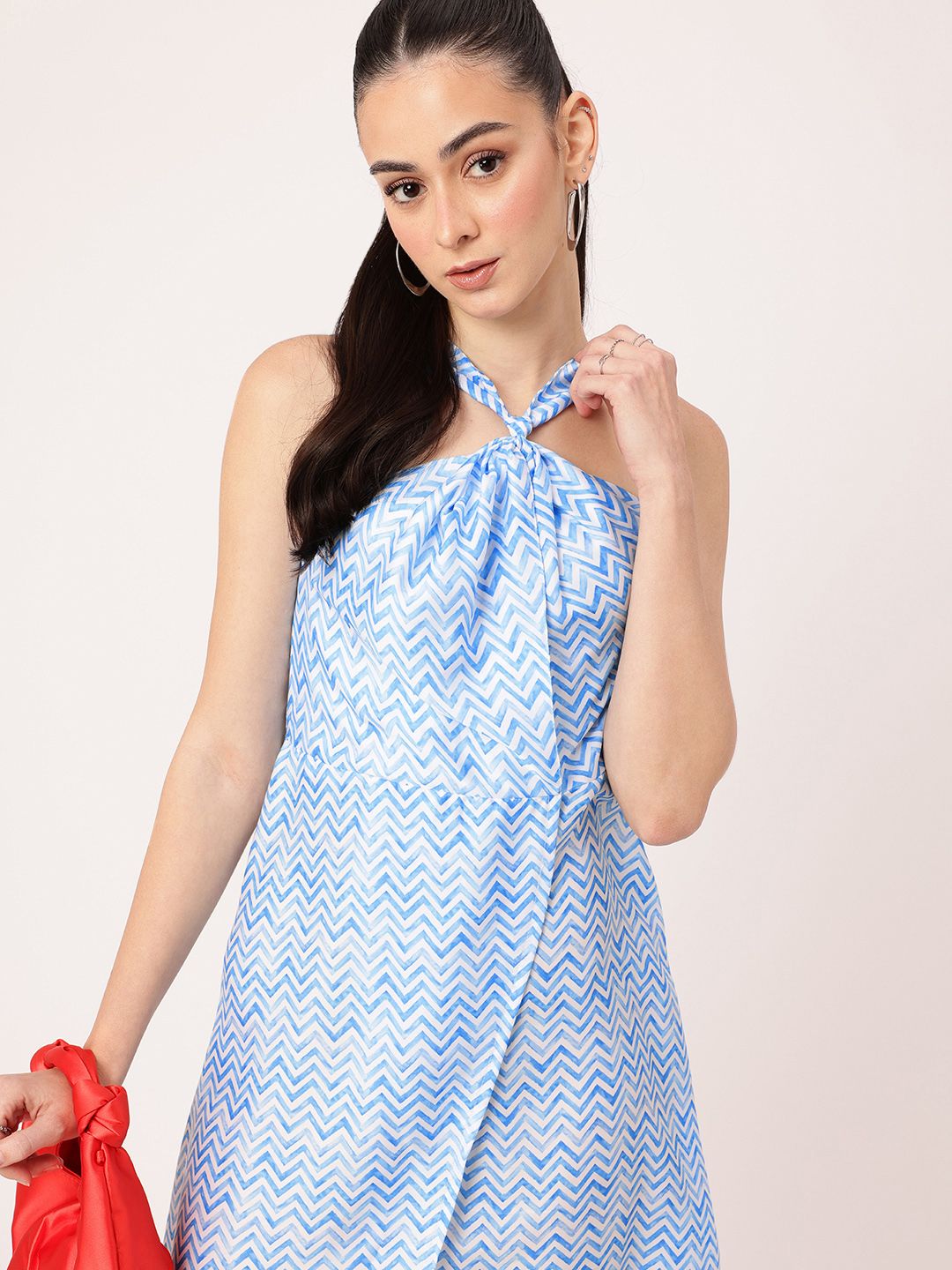 DressBerry Vacation Feels With Chevron Stripes Wrap Style Fit & Flare Dress