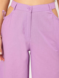 DressBerry Women Chic Rebellion Cut-Out Detail Trousers with Bow-Detail