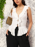 DressBerry Trendsetter Tales Ruffles & Ruched Sleeveless Top