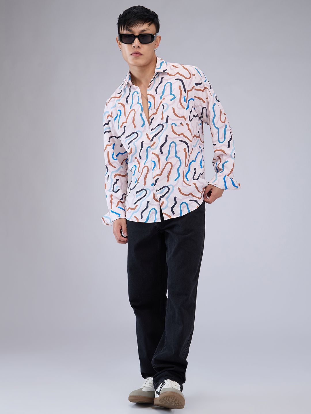 VASTRADO Men Classic Cutaway Collar Abstract Printed Slim Fit Casual Shirt