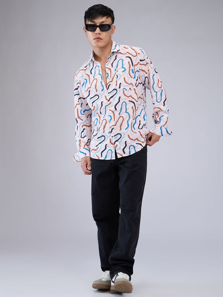 VASTRADO Men Classic Cutaway Collar Abstract Printed Slim Fit Casual Shirt