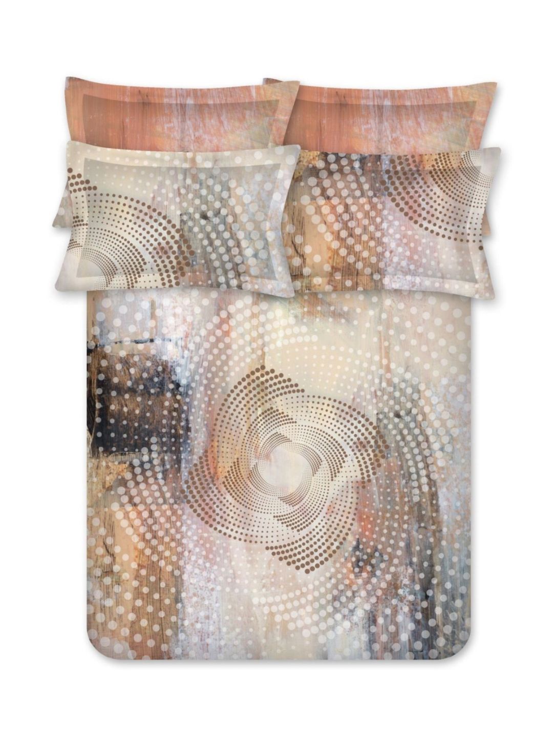 BOMBAY DYEING Brown & White Printed 300 TC Cotton King Bedsheet with 4 Pillow Covers