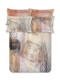 BOMBAY DYEING Brown & White Printed 300 TC Cotton King Bedsheet with 4 Pillow Covers
