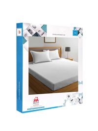 Myntra Elegant Homes Policotton Berjalur Putih 300 TC Cadar Katil Halus King dengan 2 Sarung Bantal-98 x 87 inci
