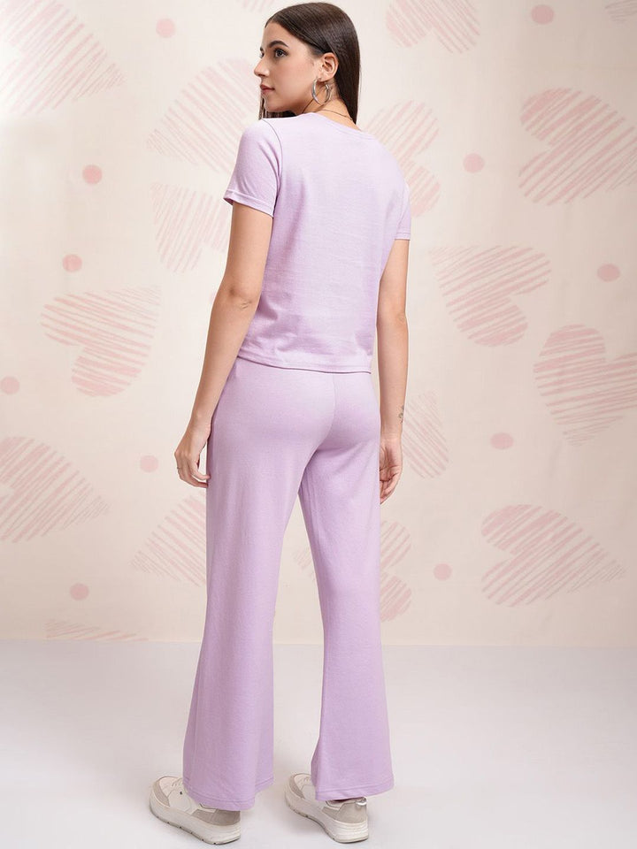 Tokyo Talkies Lavender Disney Bambi Printed Pure Cotton T Shirt With Trouser