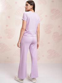 Tokyo Talkies Lavender Disney Bambi Printed Pure Cotton T Shirt With Trouser