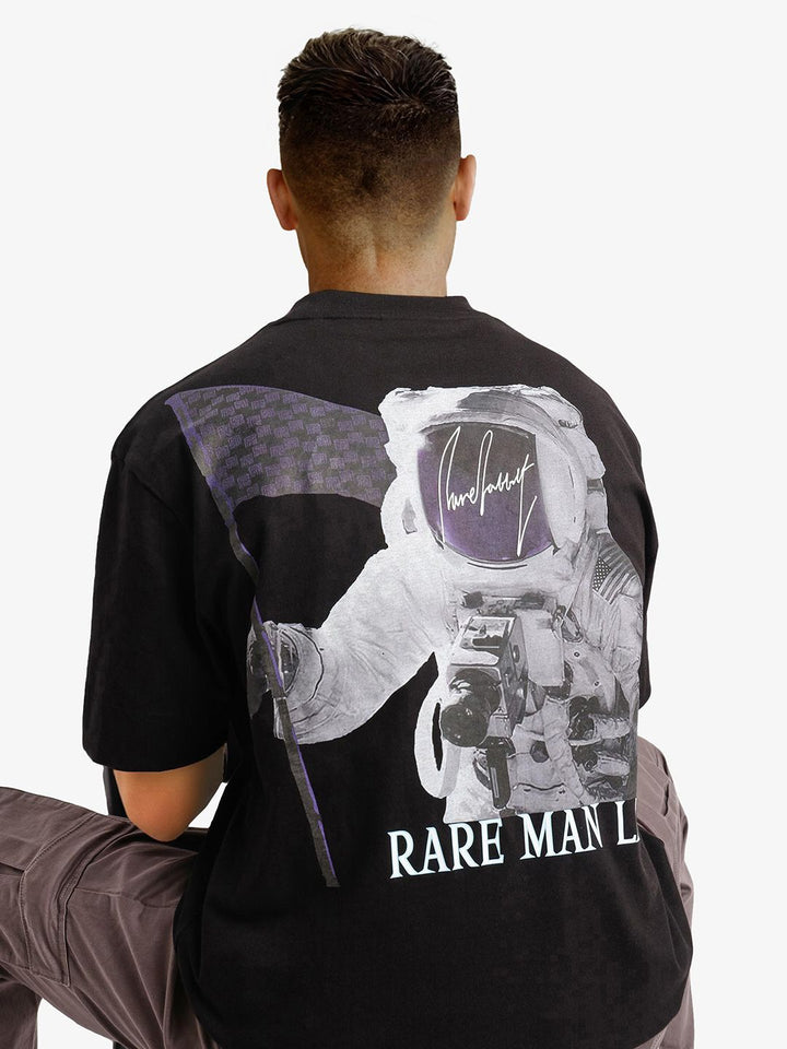 RARE RABBIT Men Graphic Printed Round Neck Cotton Oversized T-shirt
