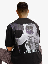 RARE RABBIT Men Graphic Printed Round Neck Cotton Oversized T-shirt