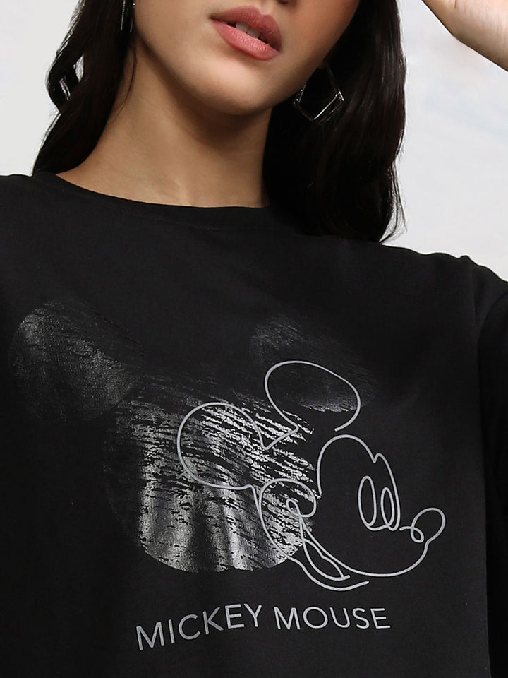 Tokyo Talkies Disney Women Mickey Mouse Printed Crop T-Shirt With Trouser Co-Ord Set