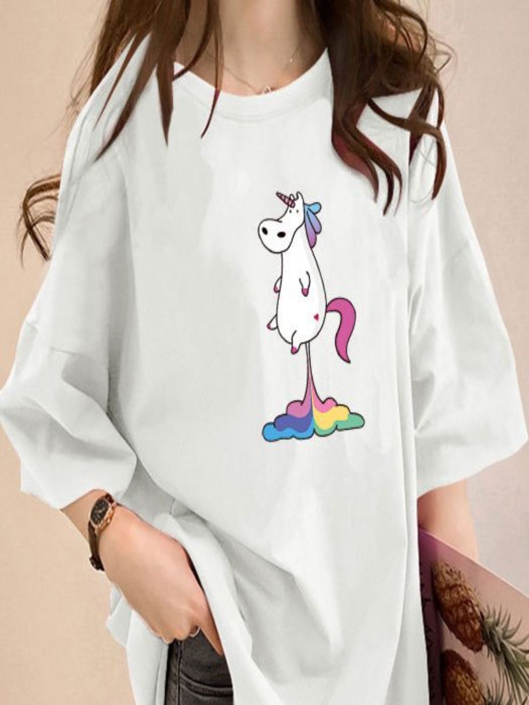 DressBerry Graphic Printed Round Neck Drop-Shoulder Sleeves Oversized T-shirt
