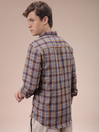 The Indian Garage Co Men Cutaway Collar Checked Slim Fit Casual Shirt