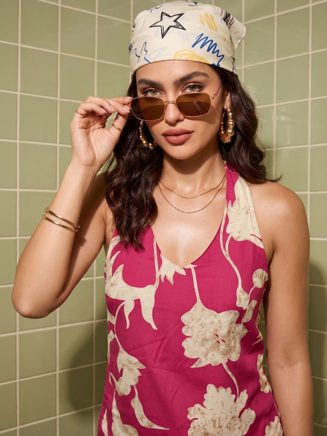 Mamicha Floral Print Halter Neck Tropical Top