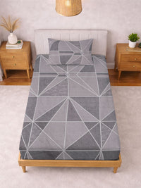 Myntra Elegant Homes Purple Geometric 300 TC Single Bedsheet with 1 Pillow Covers