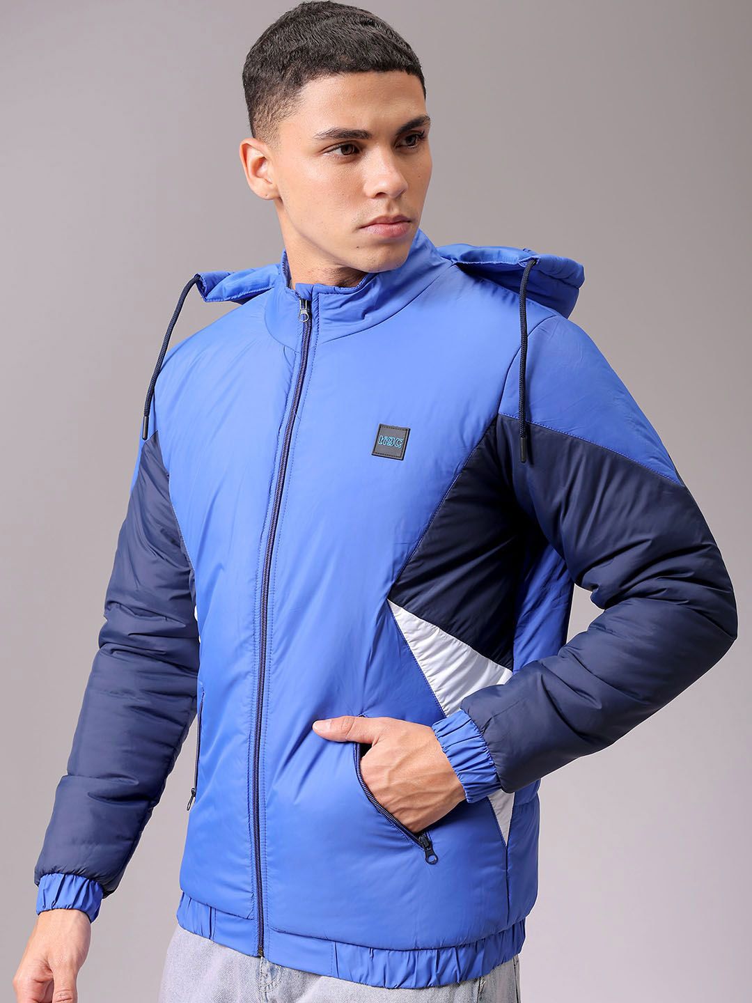 The Indian Garage Co Men Hooded Colourblocked Casual Padded Jacket
