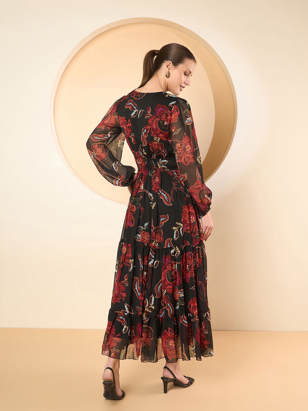 Antheaa Women Floral Printed Fit and Flare Midi Dress