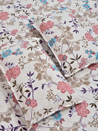 Aura White & Pink Floral 300 TC Set Cadar Double King-2.50 m x 2.25 m