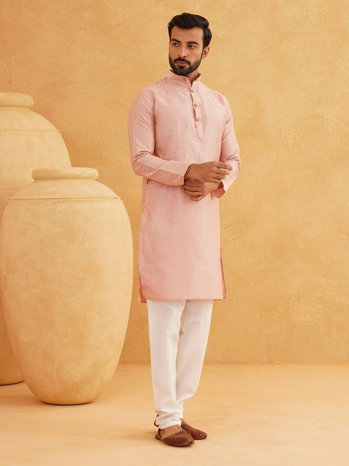 SOJANYA Men Regular Thread Work Kurta with Churidar