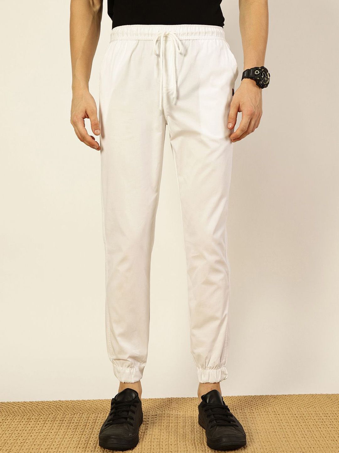 Thomas Scott Men Cotton Smart Slim Fit Easy Wash Joggers Trousers