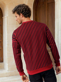 The Indian Garage Co Men Round Neck Striped Pullover Sweatshirt