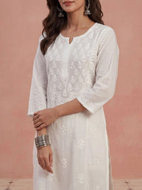 Rumah Wanita Chikankari Motif Etnik Benang Sulam Kerja Bayangan Kurta