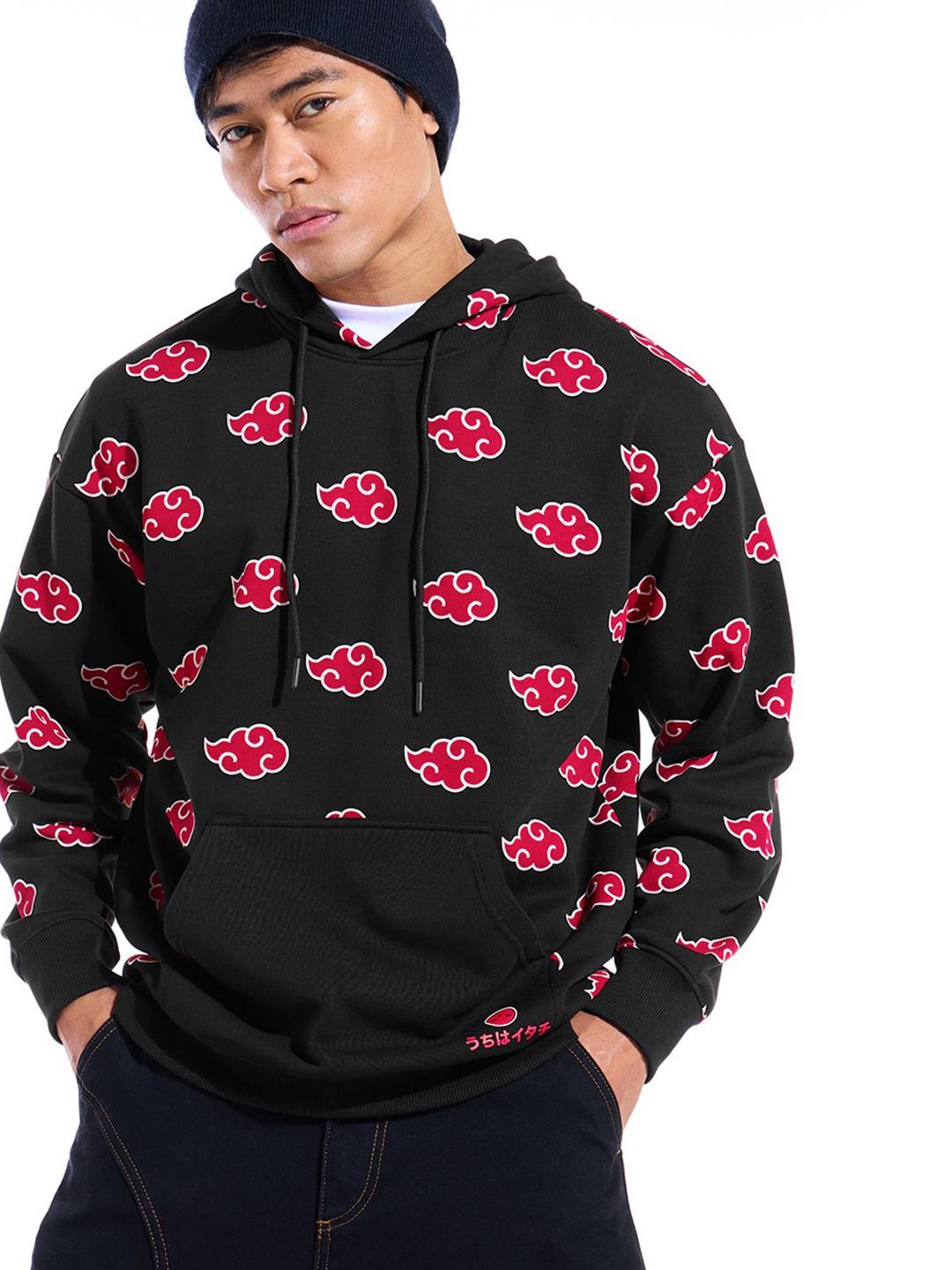 Bewakoof Heavy Duty Men Printed Hooded Oversized Sweatshirt