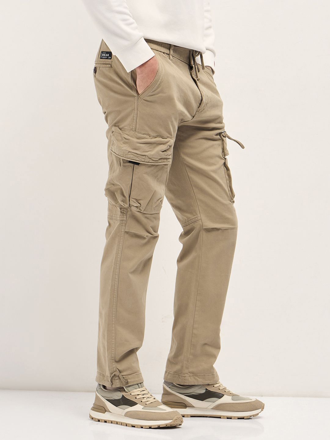 THE BEAR HOUSE Men Cotton Solid Regular Fit Cargo