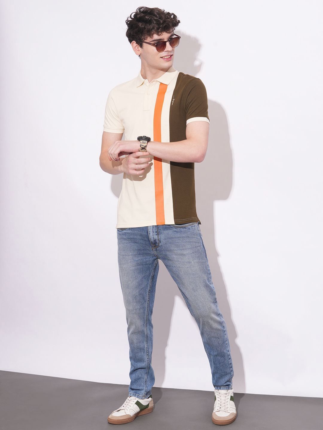 Being Human Men Colourblocked Polo Collar T-shirt