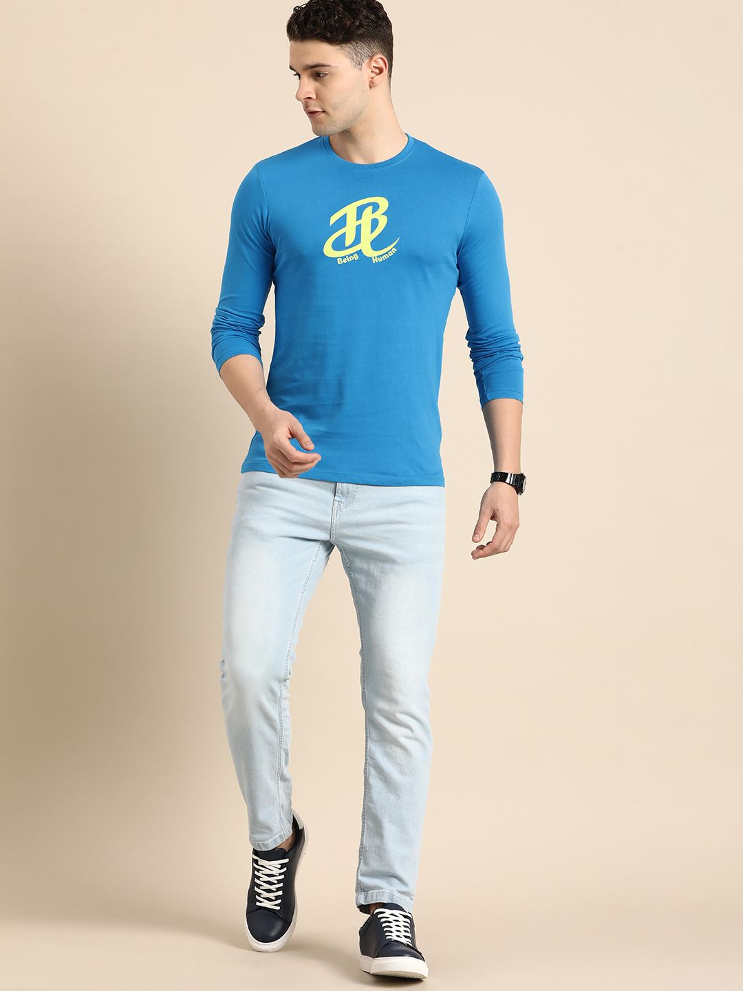 Being Human Brand Logo Printed Pure Cotton T-shirt