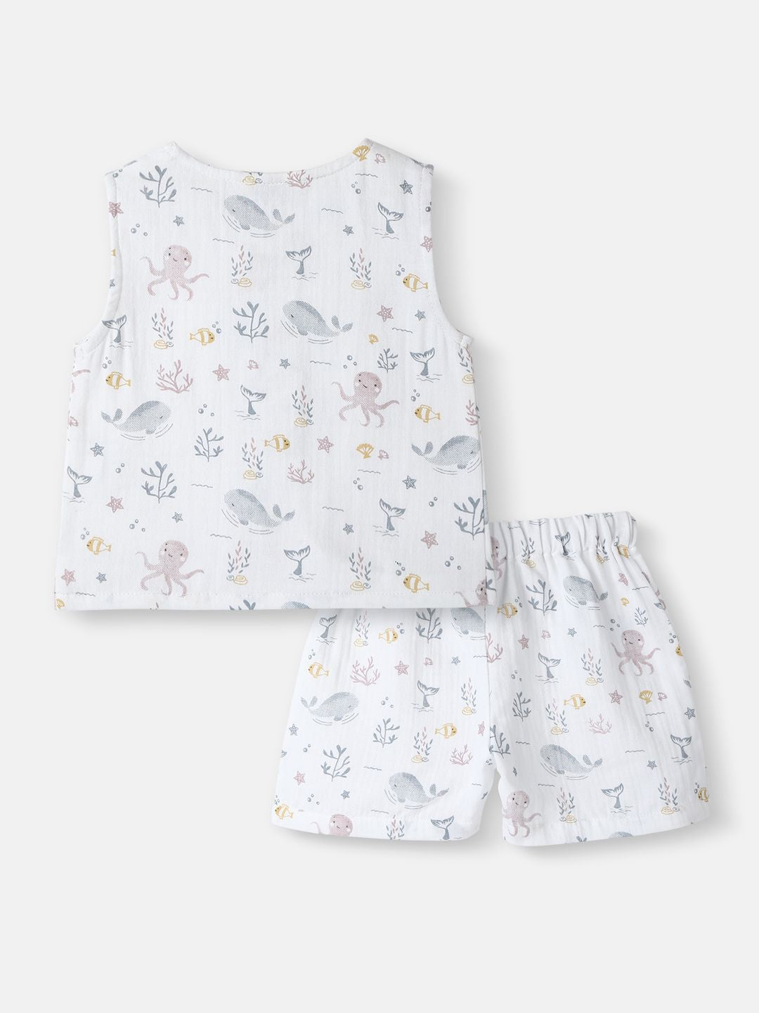 Nauti Nati Boys Printed Pure Cotton Jhabla With Shorts