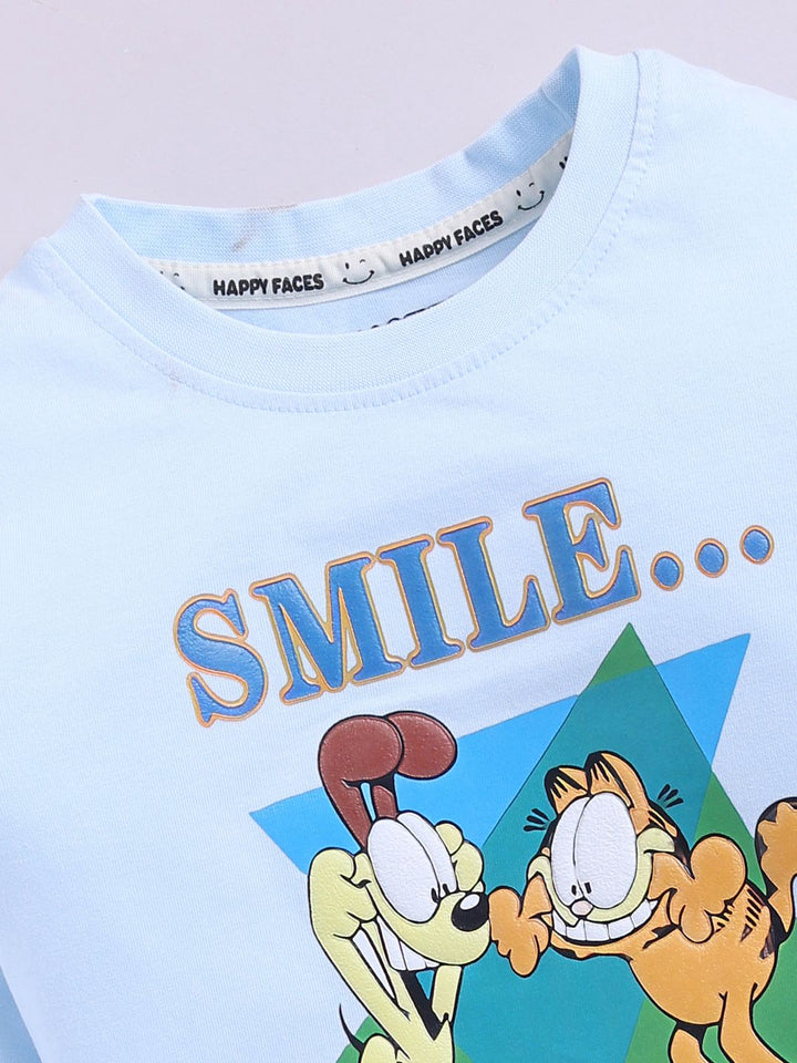 Happy Faces Boys Garfield Printed Pure Cotton T-shirt