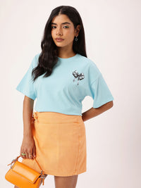 DressBerry Cute Bow-Tied Bliss Printed Boxy Crop T-shirt
